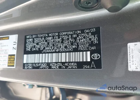 2023 Toyota Crown Xle из США, поврежденный, VIN JTDAAAAF4P3005690